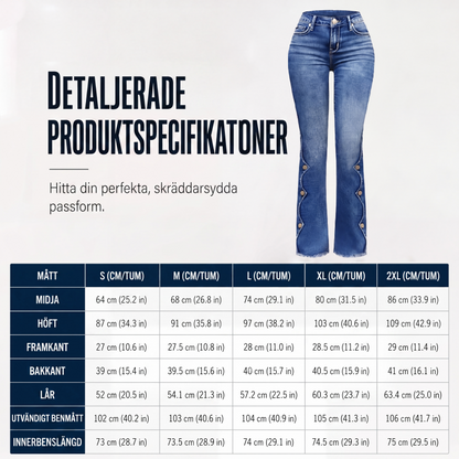 Damernas högmidjade slitna bootcut-jeans