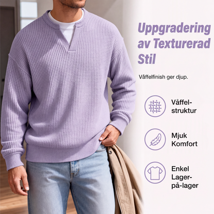 👕Skiktad komfort vaffel-T-shirt