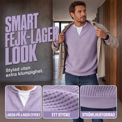 👕Skiktad komfort vaffel-T-shirt