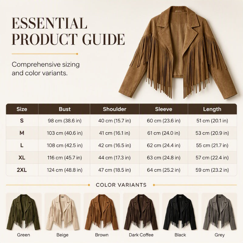 💰 Halva priset! Western fringe jacka i mockaimitation, med fransar, motorcykelstil, passar till allt. ✨