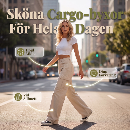 💰 Halva priset! 👖 Kvinnors högmidjade bredbenta cargobyxor i mjukt och slitstarkt material, med gott om fickor, sitter bekvämt och ser trendigt ut, passar perfekt till vardag. ✨