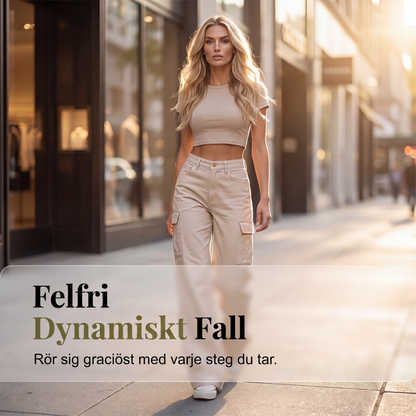 💰 Halva priset! 👖 Kvinnors högmidjade bredbenta cargobyxor i mjukt och slitstarkt material, med gott om fickor, sitter bekvämt och ser trendigt ut, passar perfekt till vardag. ✨