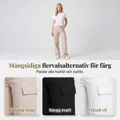 💰 Halva priset! 👖 Kvinnors högmidjade bredbenta cargobyxor i mjukt och slitstarkt material, med gott om fickor, sitter bekvämt och ser trendigt ut, passar perfekt till vardag. ✨
