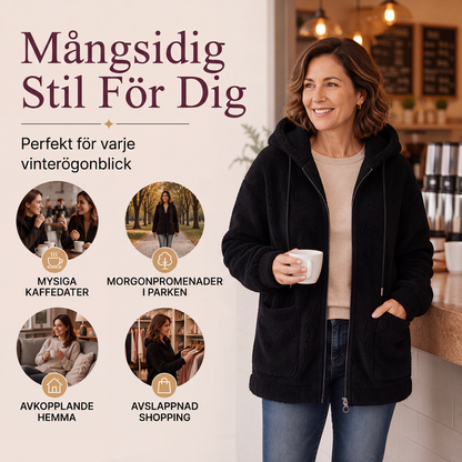Damens löst sittande Sherpa-huvtröja