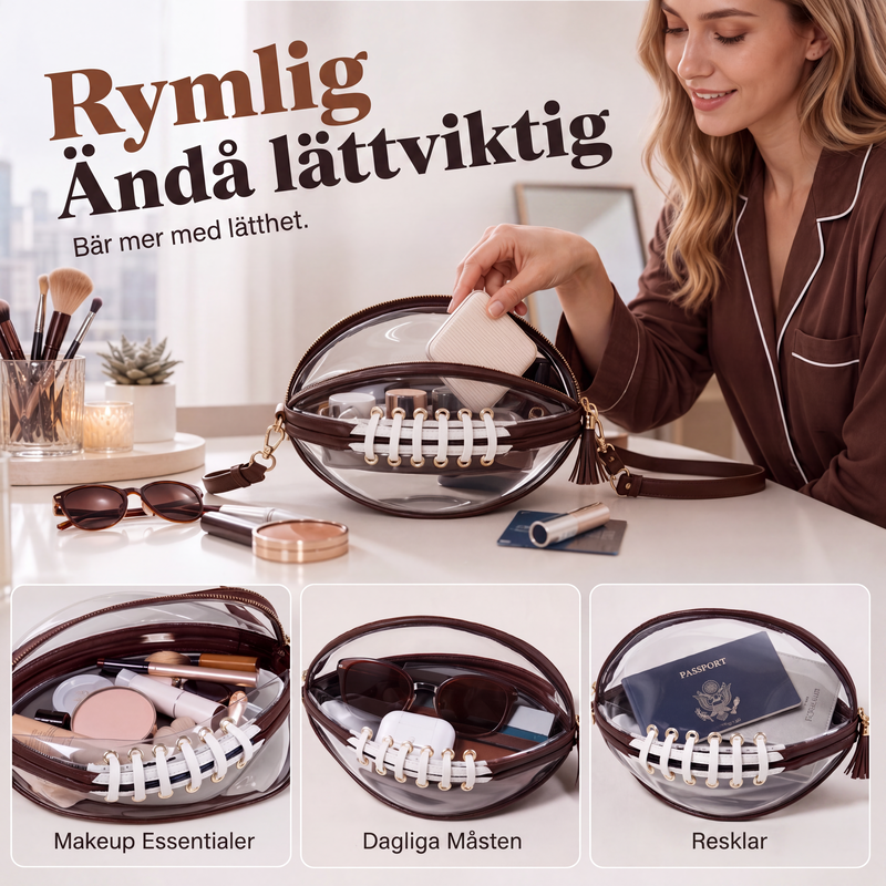 🏈 Genomskinlig crossbody-väska i form av en fotboll – matchdagens stil möter vardagens praktiska användbarhet ✨