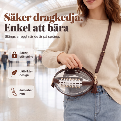 🏈 Genomskinlig crossbody-väska i form av en fotboll – matchdagens stil möter vardagens praktiska användbarhet ✨