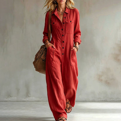 Nya ankomster📦 👗 Klassisk cargo-jumpsuit med vida ben – tidlös komfort för aktiva kvinnor