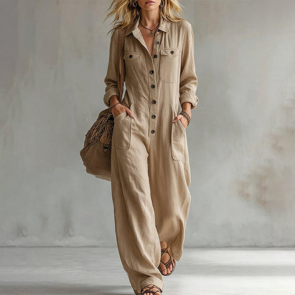 Nya ankomster📦 👗 Klassisk cargo-jumpsuit med vida ben – tidlös komfort för aktiva kvinnor