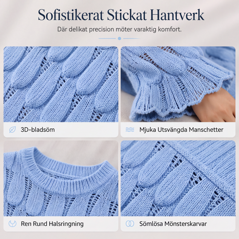 Damens tröja med hålmönster, löst sittande stickad tröja