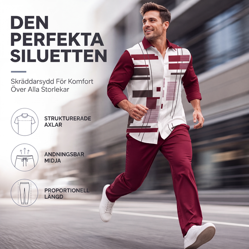 Kostymset med ledig skjorta och byxor för män i stora storlekar
