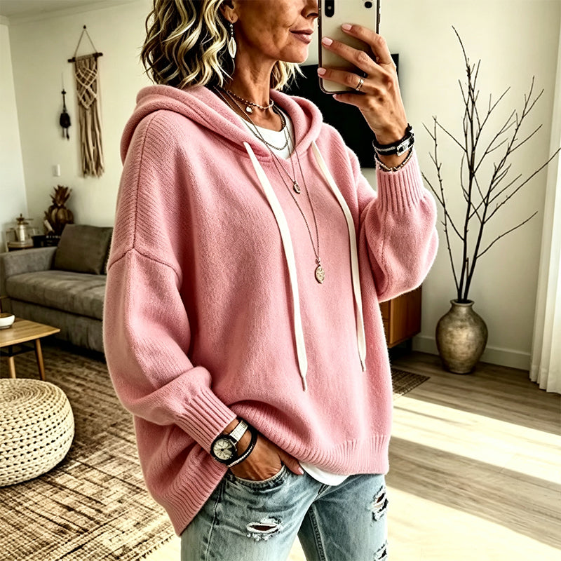 👚Kvinnors lediga huvtröja i stickad