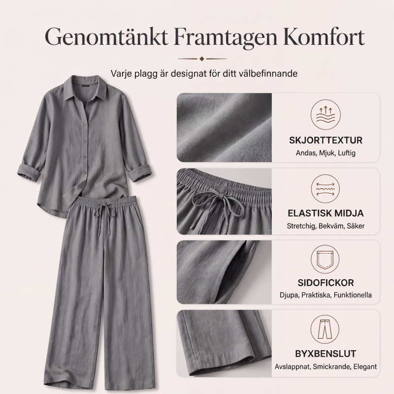 Set med ledig skjorta och vida byxor för kvinnor