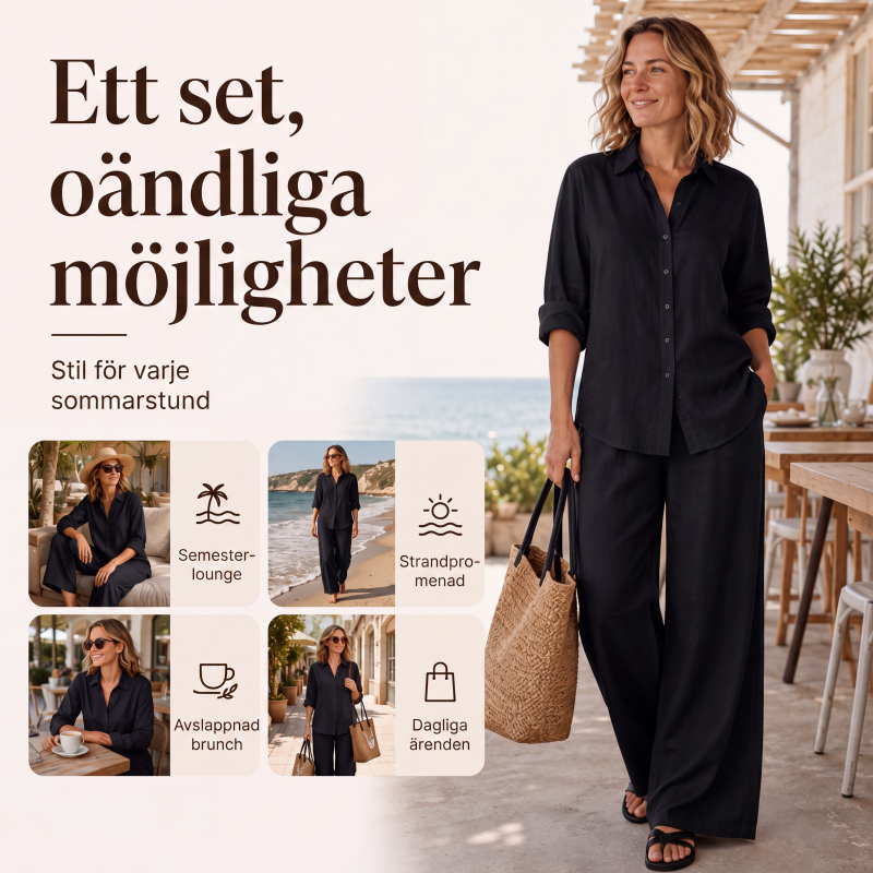 Set med ledig skjorta och vida byxor för kvinnor