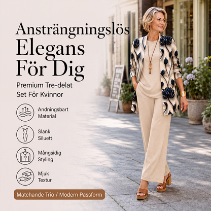 Elegant tryckt 3-delat set för kvinnor