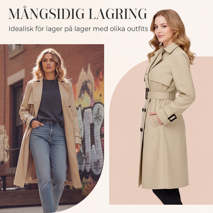 🍂Nya höstnyheter|Kvinnors lediga dubbelknäppt trenchcoat