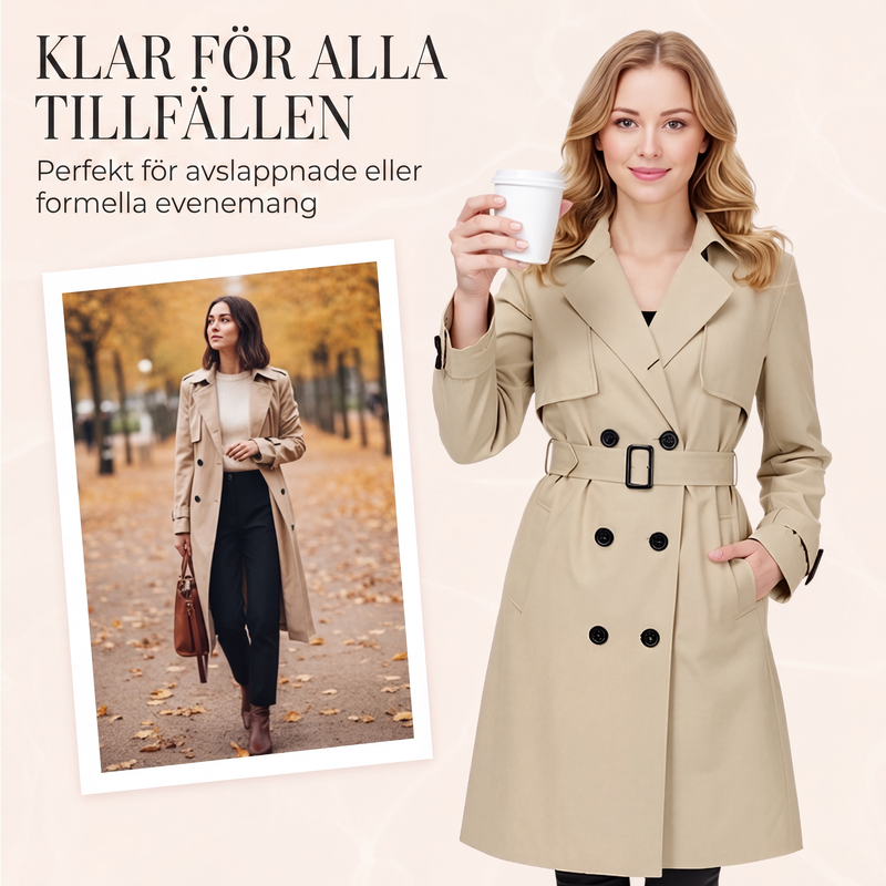 🍂Nya höstnyheter|Kvinnors lediga dubbelknäppt trenchcoat