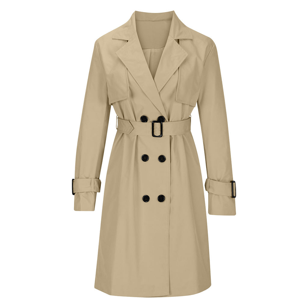 🍂Nya höstnyheter|Kvinnors lediga dubbelknäppt trenchcoat