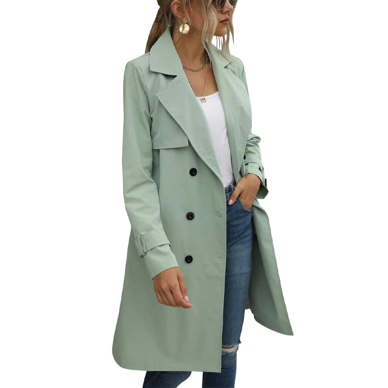 🍂Nya höstnyheter|Kvinnors lediga dubbelknäppt trenchcoat