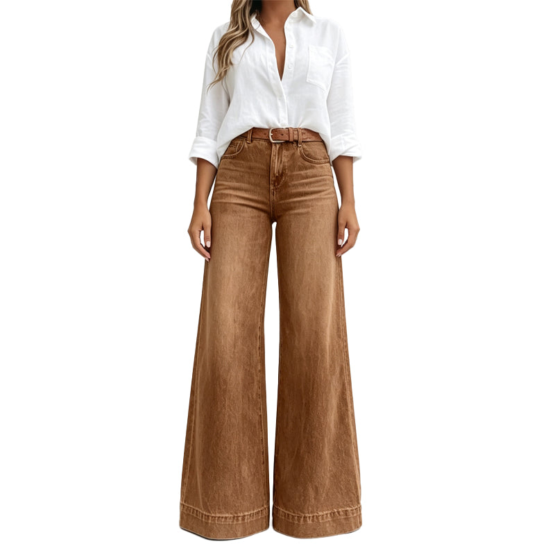 🔥50% rabatt! 👖 Vintage högmidjade bredbenta jeans – benförlängande, bekväm passform, enkel att styla dag som kväll. ✨