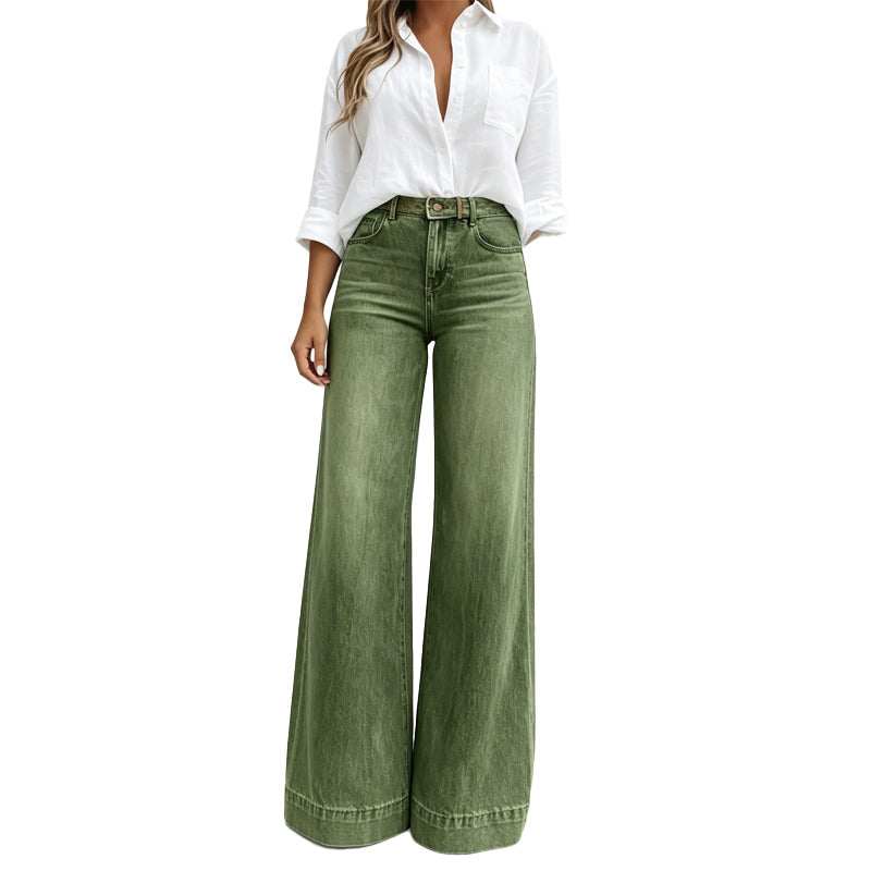 🔥50% rabatt! 👖 Vintage högmidjade bredbenta jeans – benförlängande, bekväm passform, enkel att styla dag som kväll. ✨