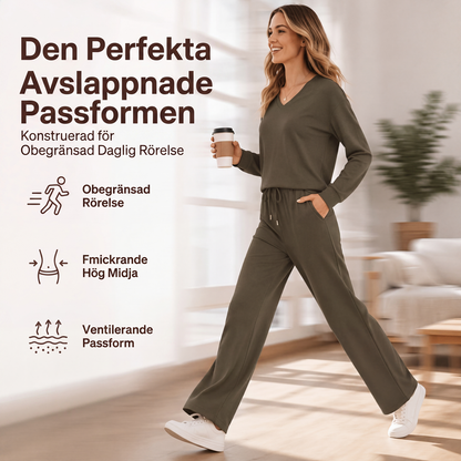 👚 50 % RABATT | Avslappnat, stilfullt och enkelt – 2-delat loungeset för damer med byxor