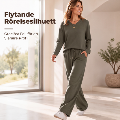 👚 50 % RABATT | Avslappnat, stilfullt och enkelt – 2-delat loungeset för damer med byxor