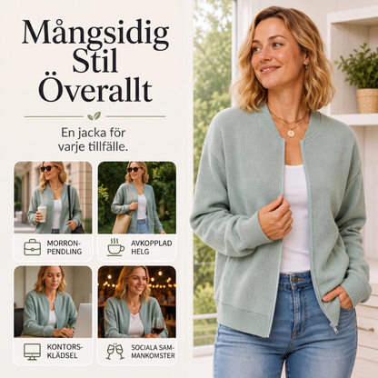 Kvinnors lediga stickad basebolljacka