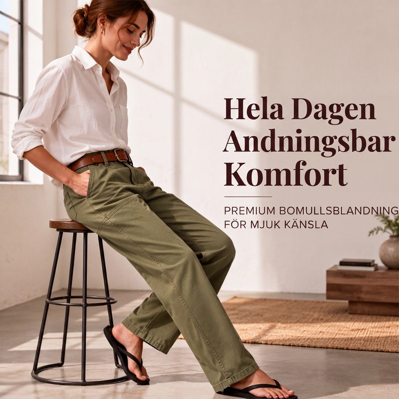 Moderna, vidbyxade fritidsbyxor för damer