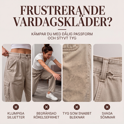 Moderna, vidbyxade fritidsbyxor för damer