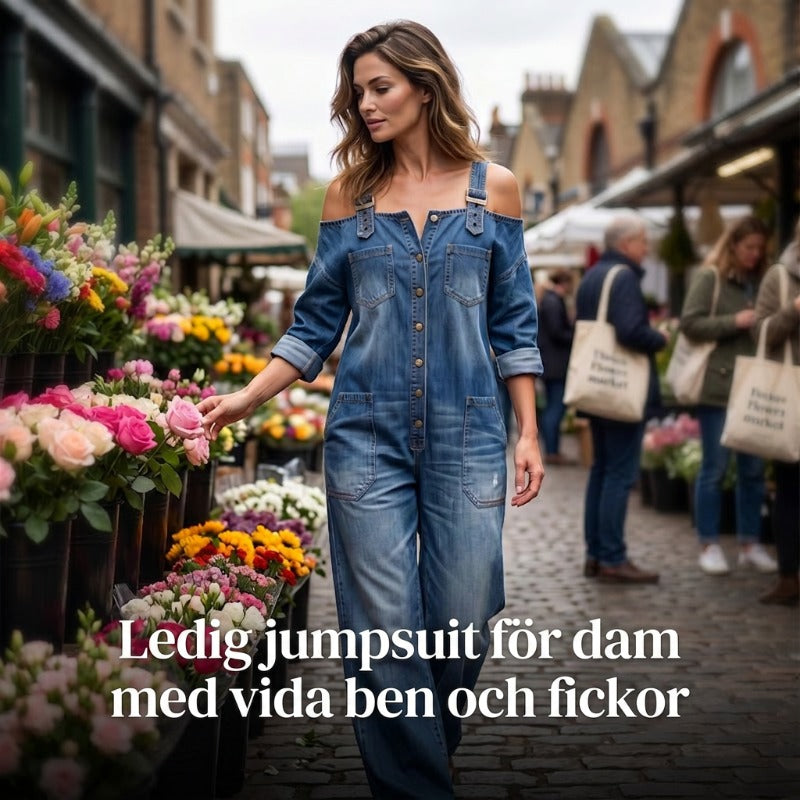 🔥✨ Cold-shoulder jumpsuit med vida ben & fickor – luftig komfort och stilren elegans för sommaren ☀️